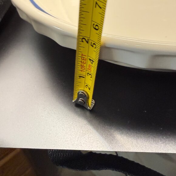 Longaberger Pottery Ivory & Blue Striped Round Pie Plate 10.5" Diameter Made USA - Picture 5 of 7